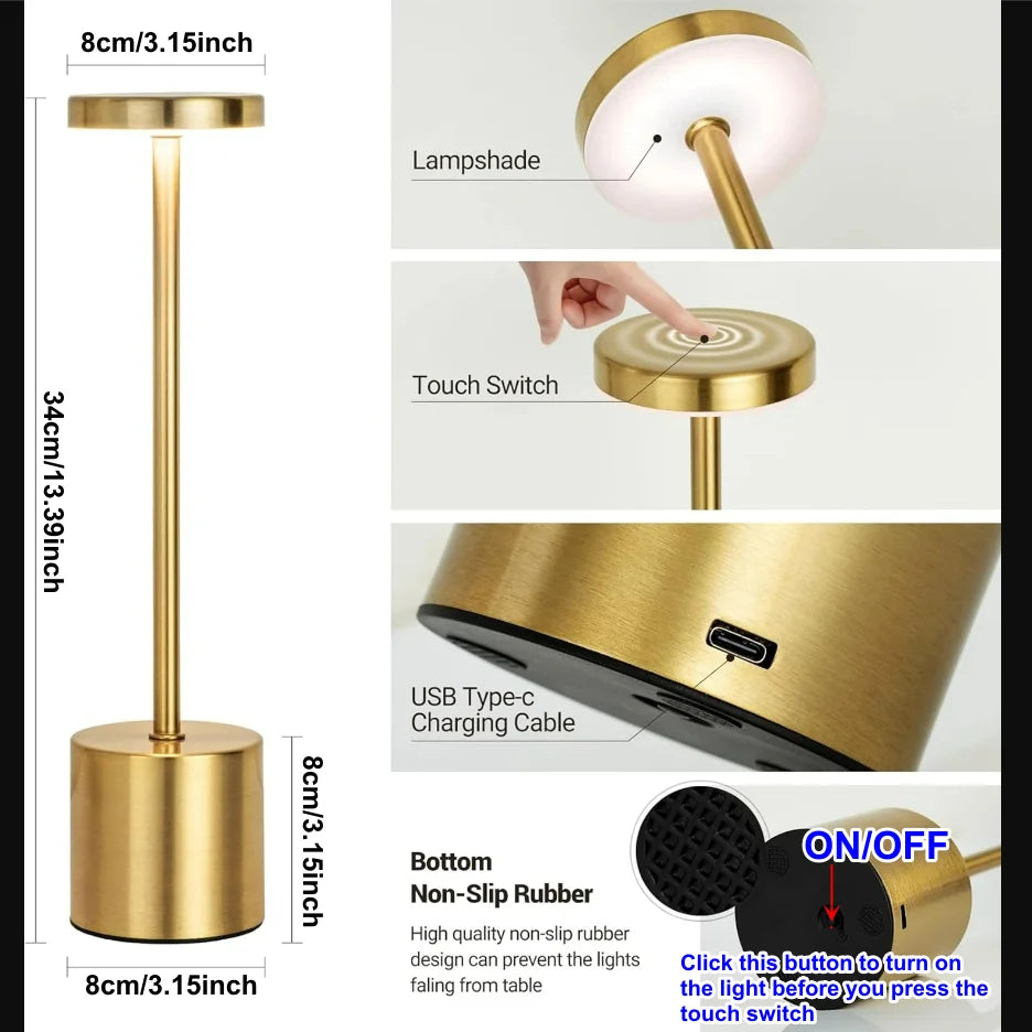 Lampe de chevet LED avec capteur tactile dimmable