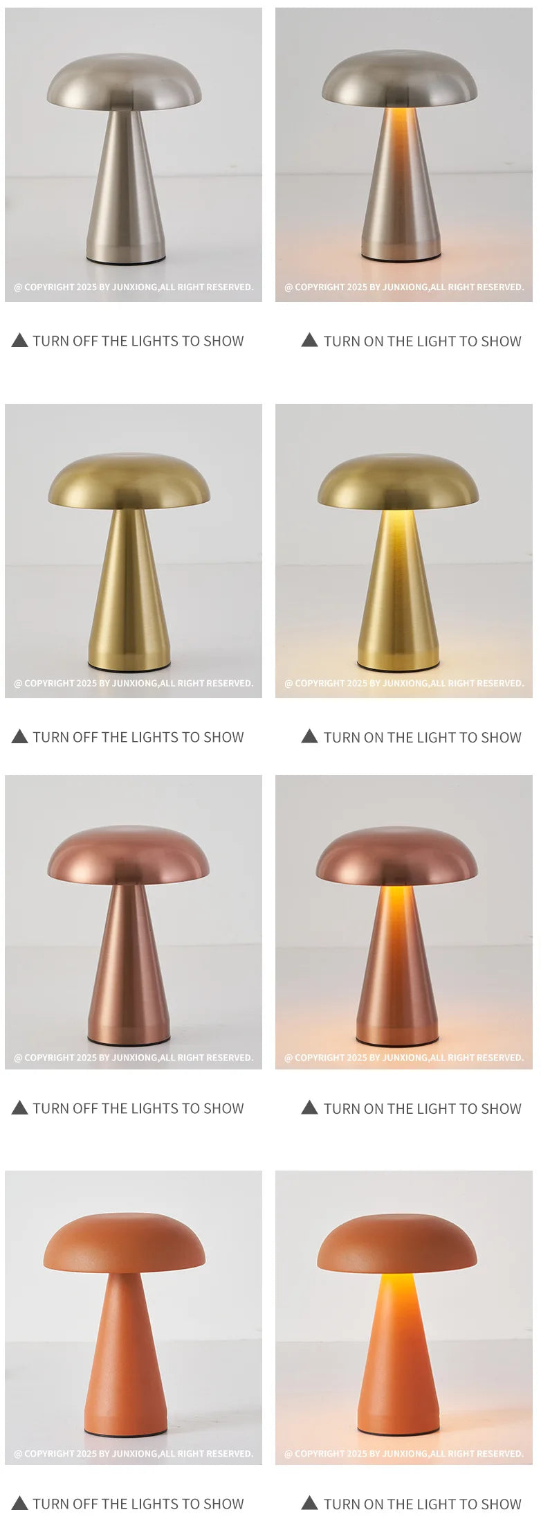 Lampe de chevet champignon rechargeable