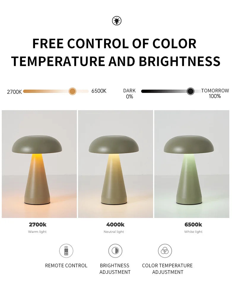 Lampe de chevet champignon rechargeable