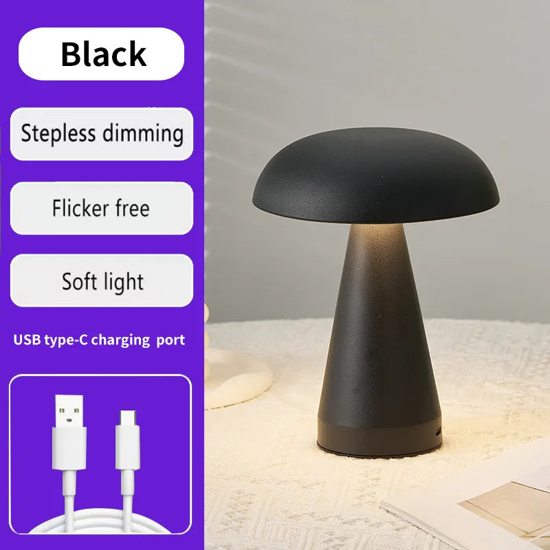 Lampe de chevet champignon rechargeable