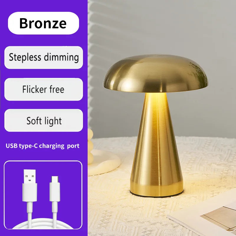 Lampe de chevet champignon rechargeable