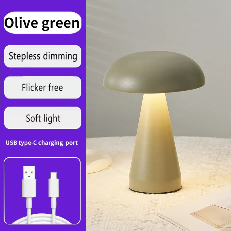 Lampe de chevet champignon rechargeable