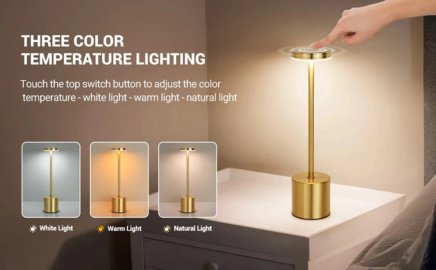 Lampe de chevet LED avec capteur tactile dimmable